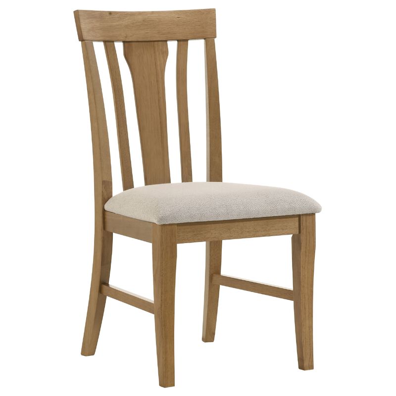 Kema Dining Side Chair Set of 2, Slatted Back, Padded Tan Seat, Brown image number 2
