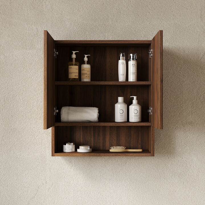 ELEMENT ACE Wall-Mounted Striped Bathroom Cabinet with Doors, Shelf and Open Storage Compartment