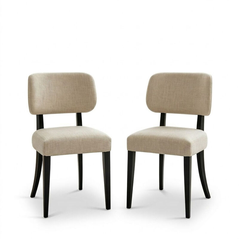 Envelor Linen Upholstered Pillow-Back Dining Chair with Black Wood Legs, Set of 2 image number 0