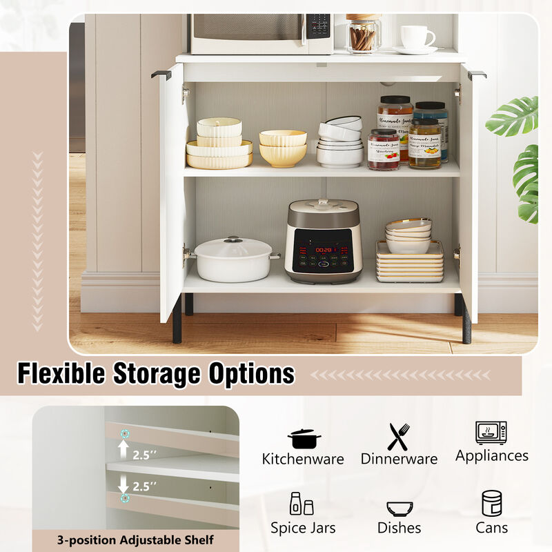 Tall Kitchen Storage Cabinet 64.5 Inches with Power Outlet and Wine Glass Rack image number 5