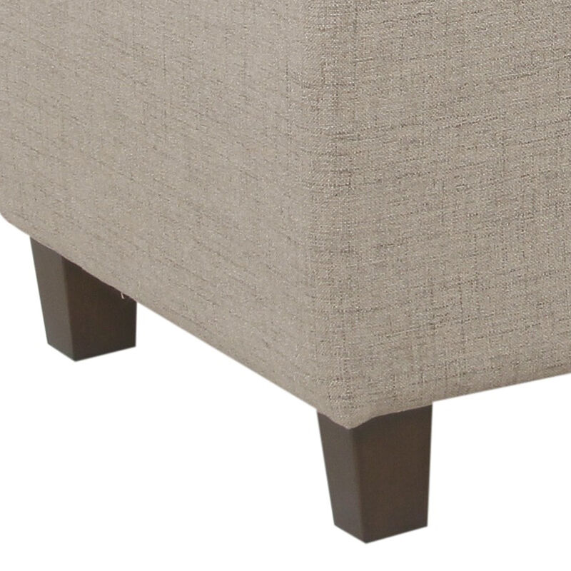 Fabric Upholstered Button Tufted Wooden Bench With Hinged Storage, Beige and Brown image number 2