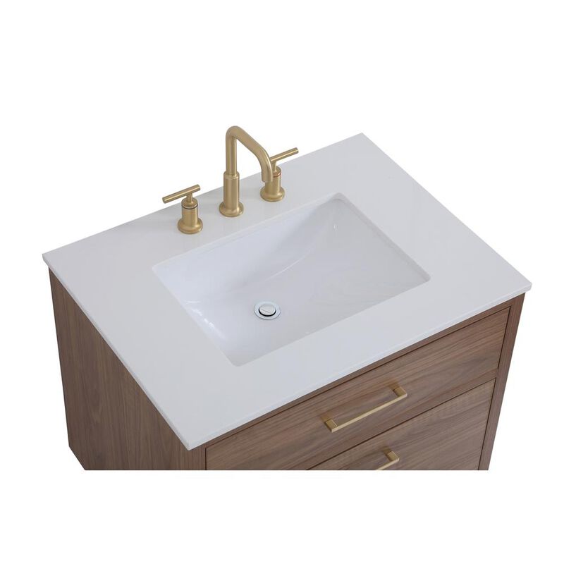 Elegant Kitchen and Bath 30 inch bathroom vanity in Walnut Brown