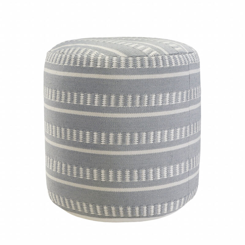 Polyester Round Striped Indoor Outdoor Pouf Ottoman