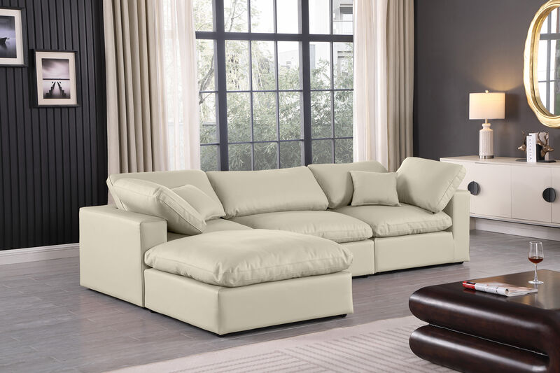 Meridian Furniture Comfy Cream Vegan Leather Modular Sectional