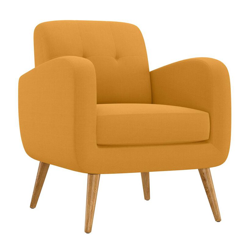 HL Home Furnishings Armchair in Mustard Yellow Linen with Natural Legs