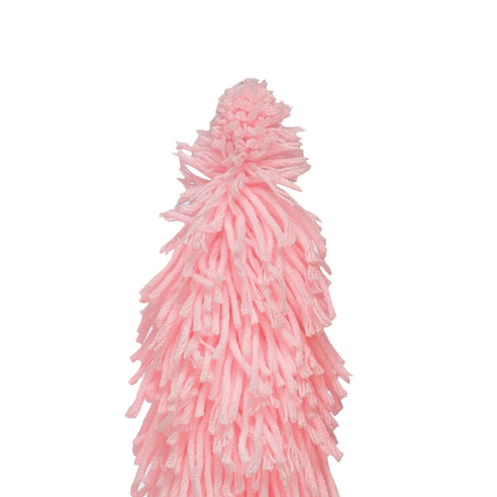 Fabric Yarn Tree with Wood Block Base, Pink