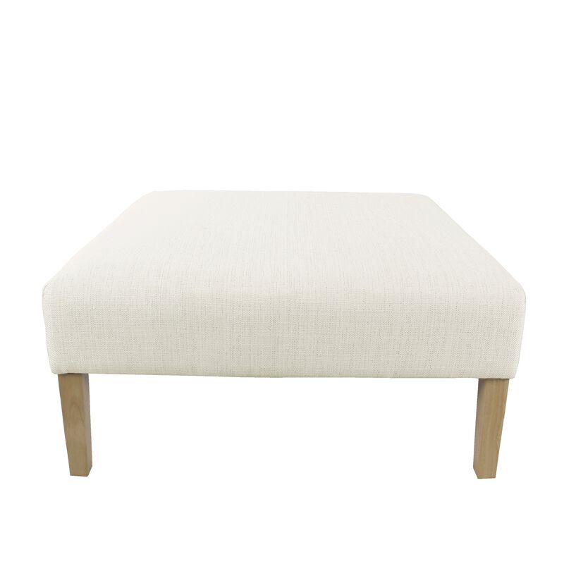 Dan Square Coffee Table, Brown Wood, Cream Polyester 36 Inch - Benzara