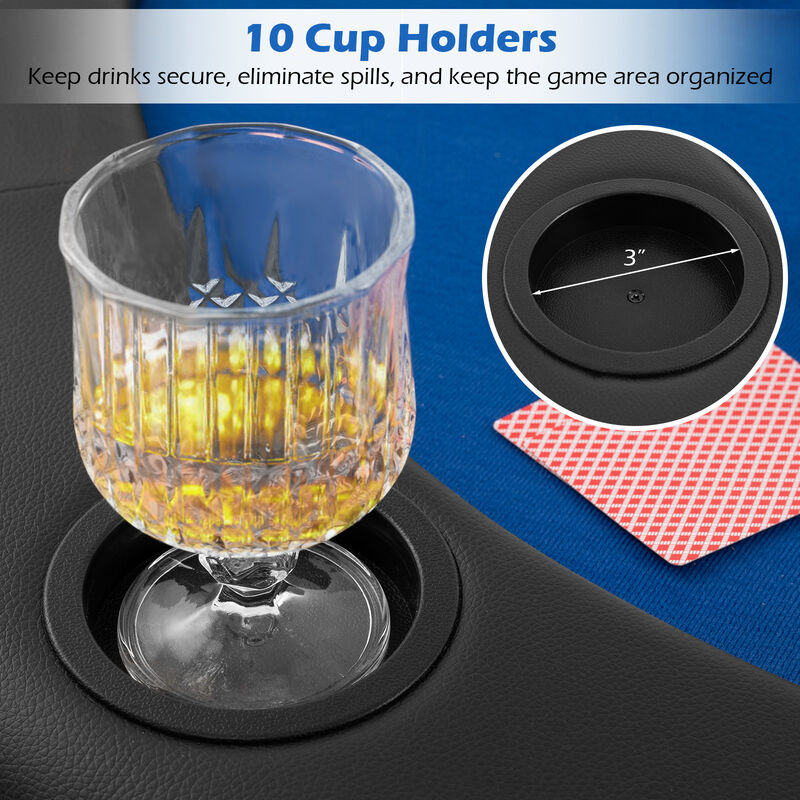 10 Player Portable Poker Table Top with Foldable Design and Padded Surface image number 6