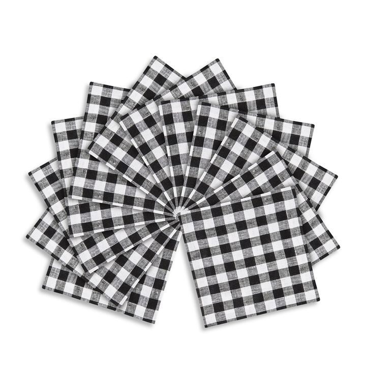 Linen Cocktail Napkins - Gingham Check