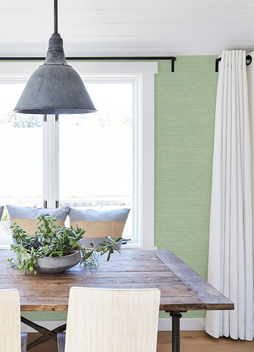 Agave Green Faux Grasscloth Wallpaper