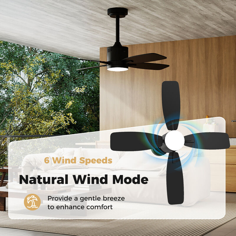 Black 42" Ceiling Fan with Light, 6 Speeds, Remote, 3CCT LED & 4H Timer image number 4