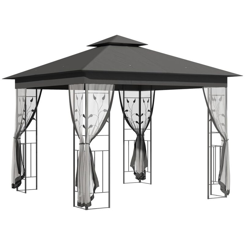 Hivvago 10' x 10' Double Roof Gazebo with Netting image number 0