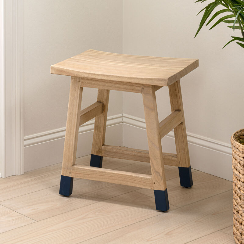 Finesse Classic Casual Handcrafted Solid Mindi Wood Accent Stool with Tipped Legs image number 1