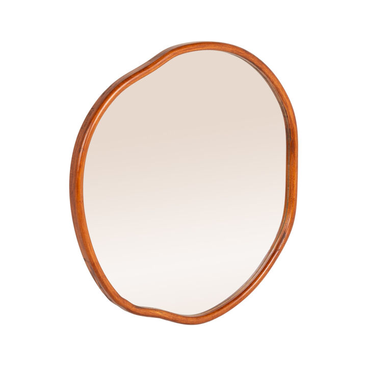 Organic Wall Mirror with Wood Frame, Walnut Finish