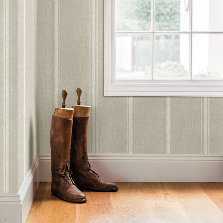Linette Light Grey Fabric Stripe Wallpaper