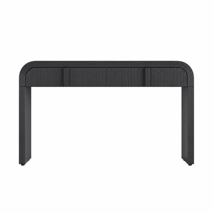 GOODSILO Modern Console Table with 2 Spacious Storage Drawers, Fluted Rounded Silhouette Entryway Table for Hallway, Living Room and Entryway Spaces