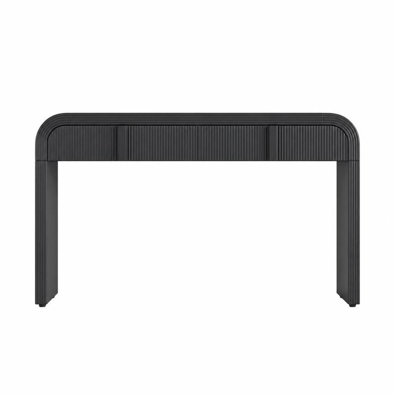 GOODSILO Modern Console Table with 2 Spacious Storage Drawers, Fluted Rounded Silhouette Entryway Table for Hallway, Living Room and Entryway Spaces image number 0