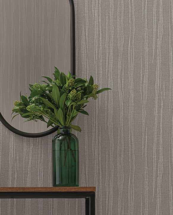 Zayne Dark Grey Organic Stripe Wallpaper