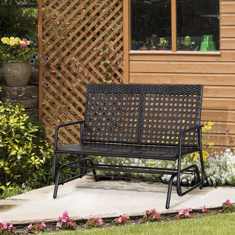 Hivvago 2-Person Outdoor Wicker Glider Bench for Patio or Garden image number 1