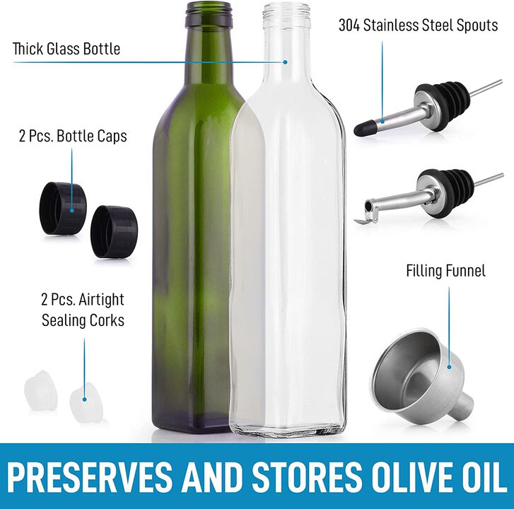 2 PackOlive Oil Dispenser Bottle with Accessories