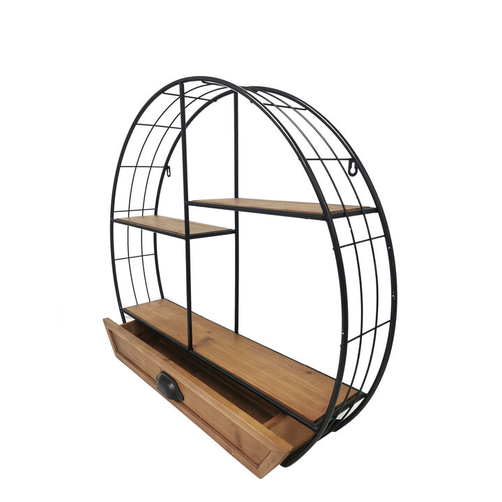 Rustic Iron Wall Shelf with drawer