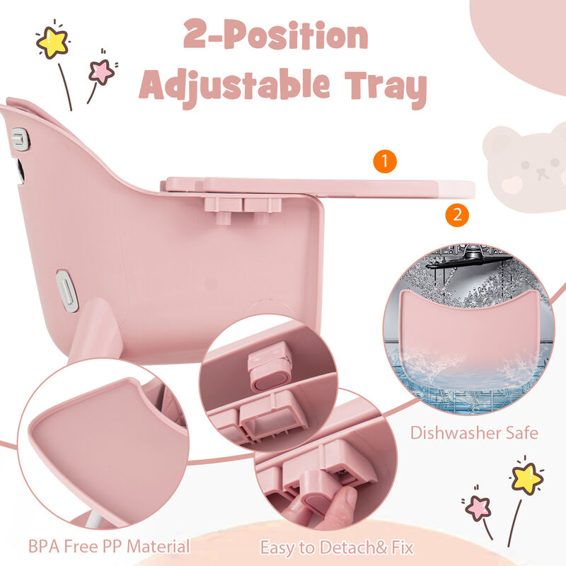 4-in-1 Kids Table Chair Set Convertible with Comfortable PU Cushion