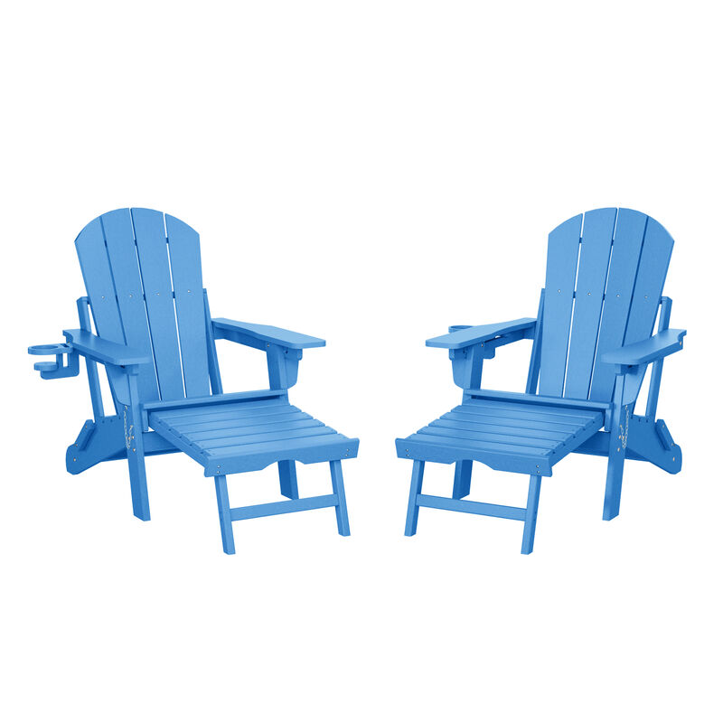 WestinTrends Folding Adjustable Adirondack Chair with Retractable Ottoman and Cup Holder (Set of 2) image number 0
