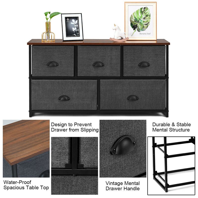 Wood Dresser Storage Unit Side Table Display Organizer
