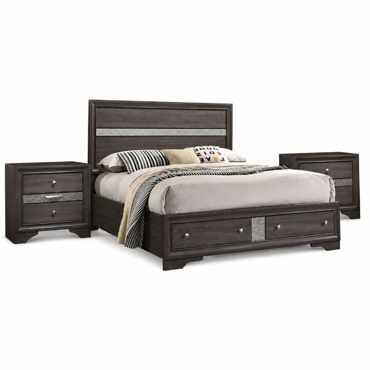 Bedroom Set, Wood, 3 Piece Set with 2 Nightstands
