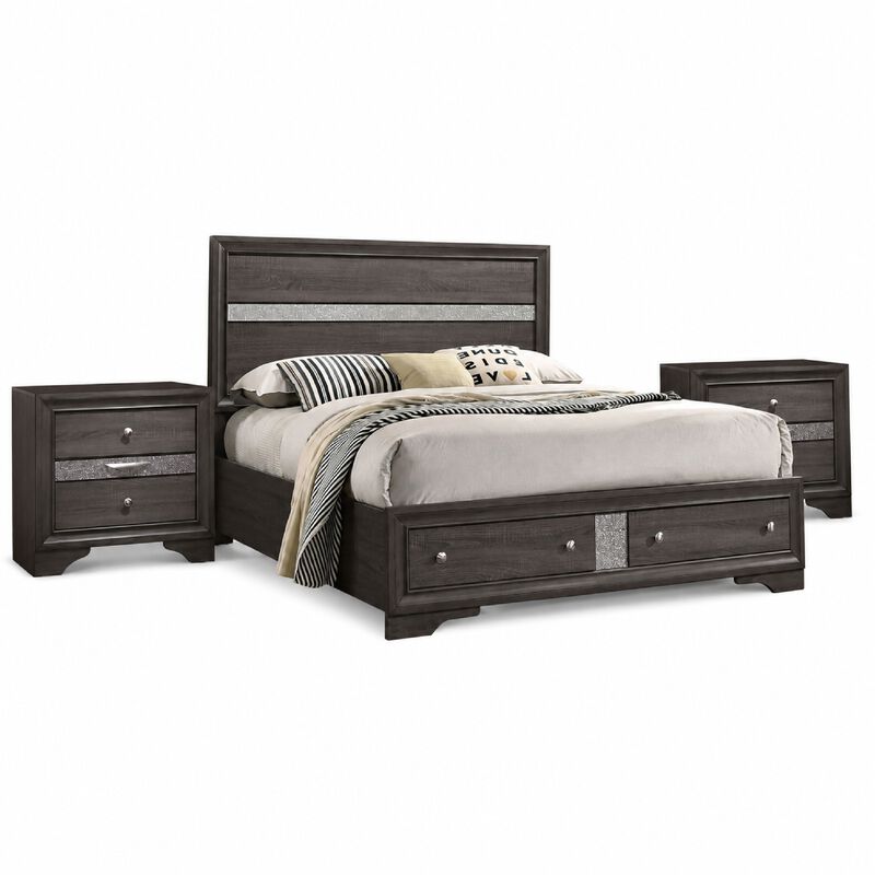 Bedroom Set, Wood, 3 Piece Set with 2 Nightstands image number 0