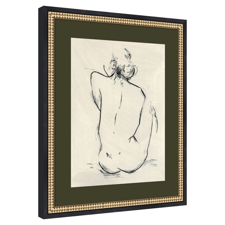 Girl Sitting by Chloe Elliott Wood Framed Wall Art Print