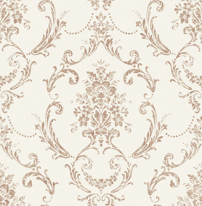 Glenda Copper Floral Damask Wallpaper