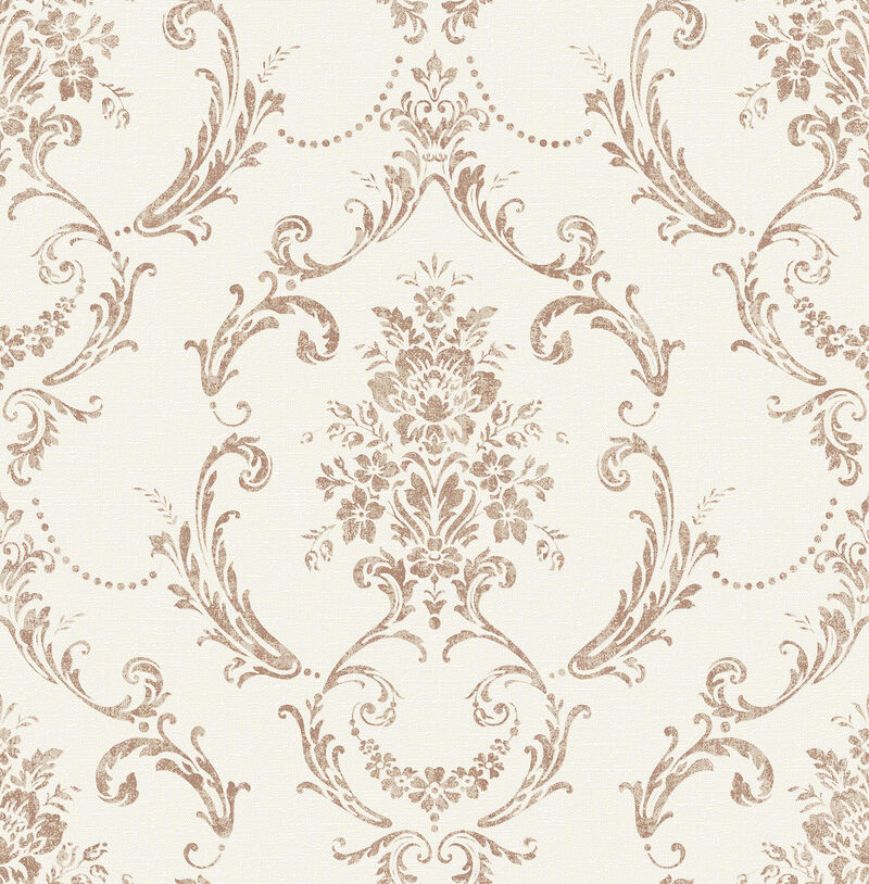 Glenda Copper Floral Damask Wallpaper image number 0