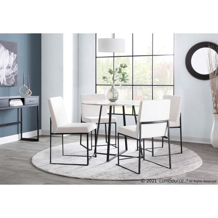 LumiSource Black Steel, White Velvet High Back Fuji Dining Chair - Set of 2