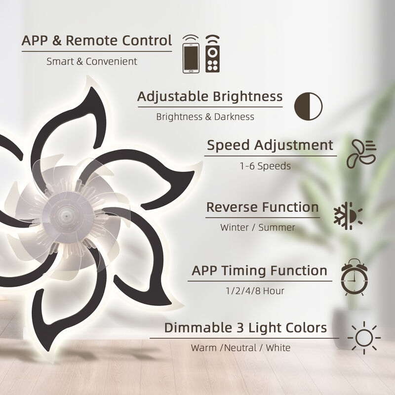 ELEMENT ACE Modern Ceiling Fan with Remote Control, 6 Speed Settings and Adjustable Lighting image number 3