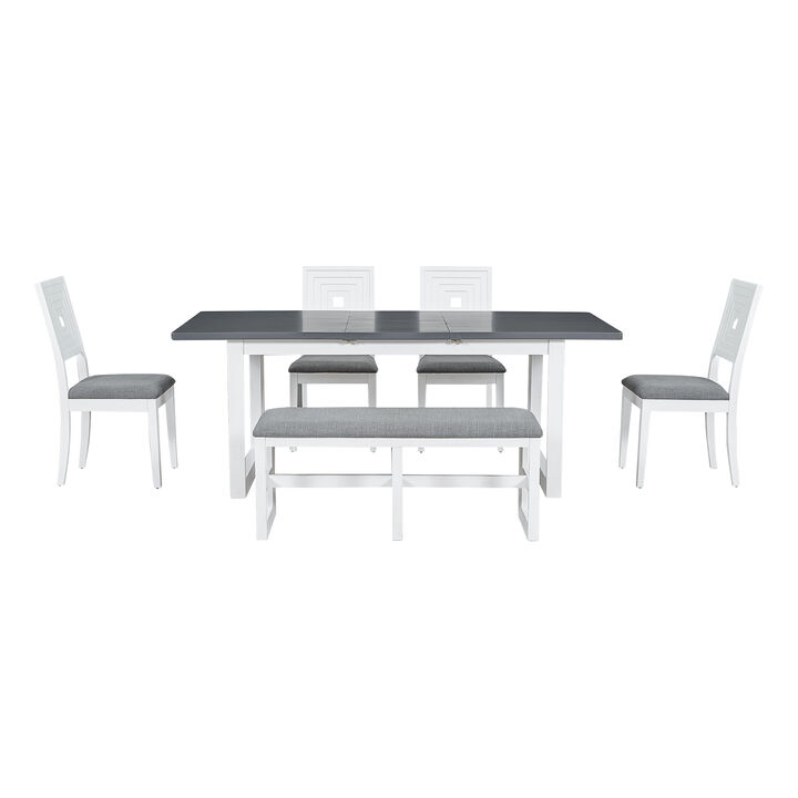 Merax Modern 6-Piece Extendable Dining Table Set