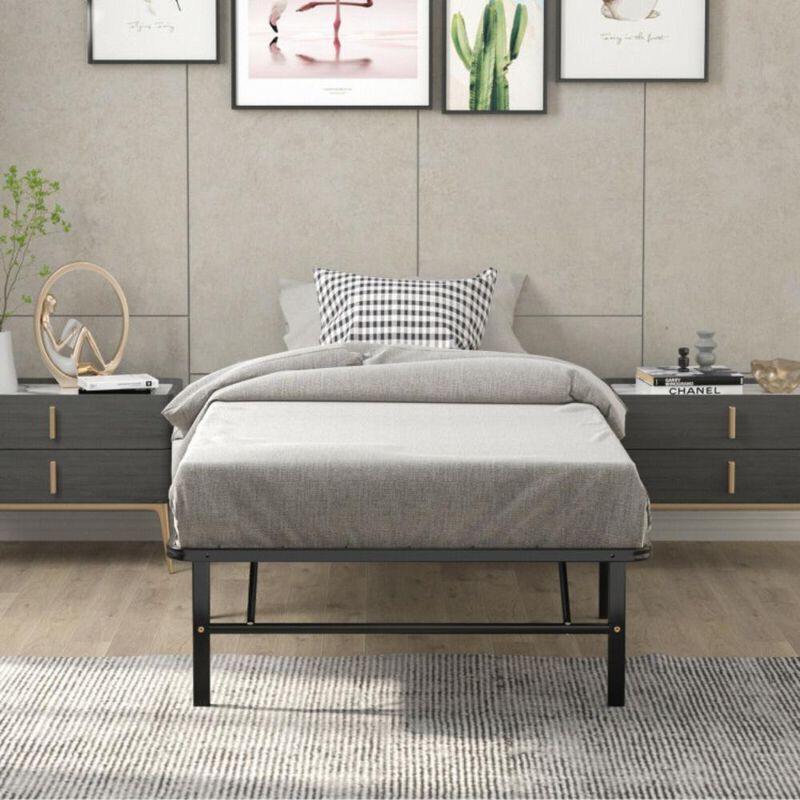 Hivvago Foldable Metal Platform Bed with Tool-Free Assembly