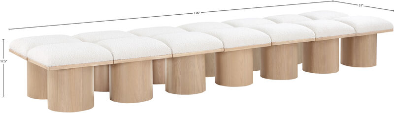 Meridian Furniture Pavilion Cream Boucle Fabric Bench