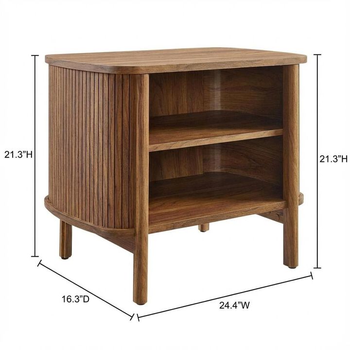 Nightstand with Open Storage in Black, for Bedroom Living Space