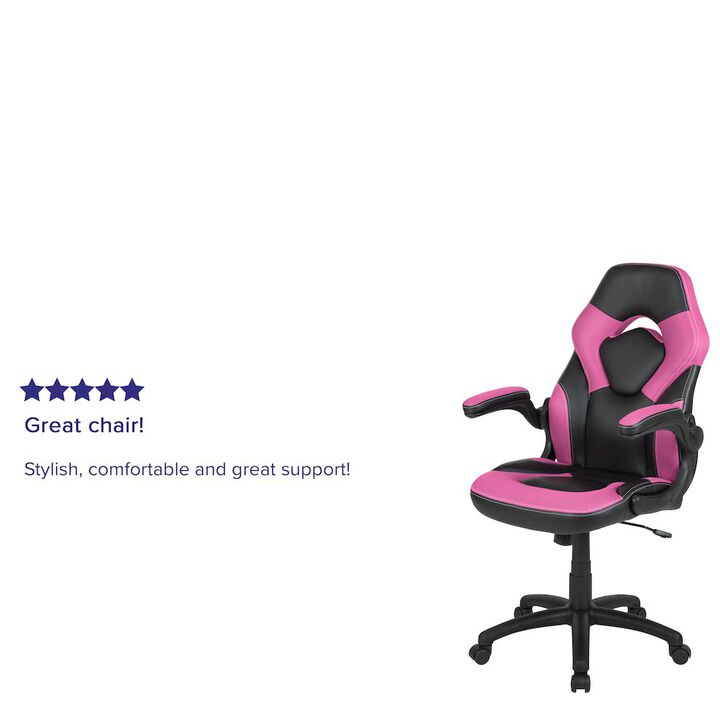 Flash Furniture X10 Gaming Chair Racing Office Computer Swivel Chair, White/Black LeatherSoft