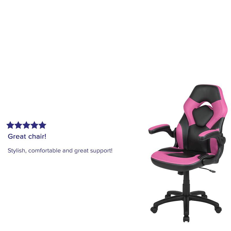 Flash Furniture X10 Gaming Chair Racing Office Computer Swivel Chair, White/Black LeatherSoft image number 1