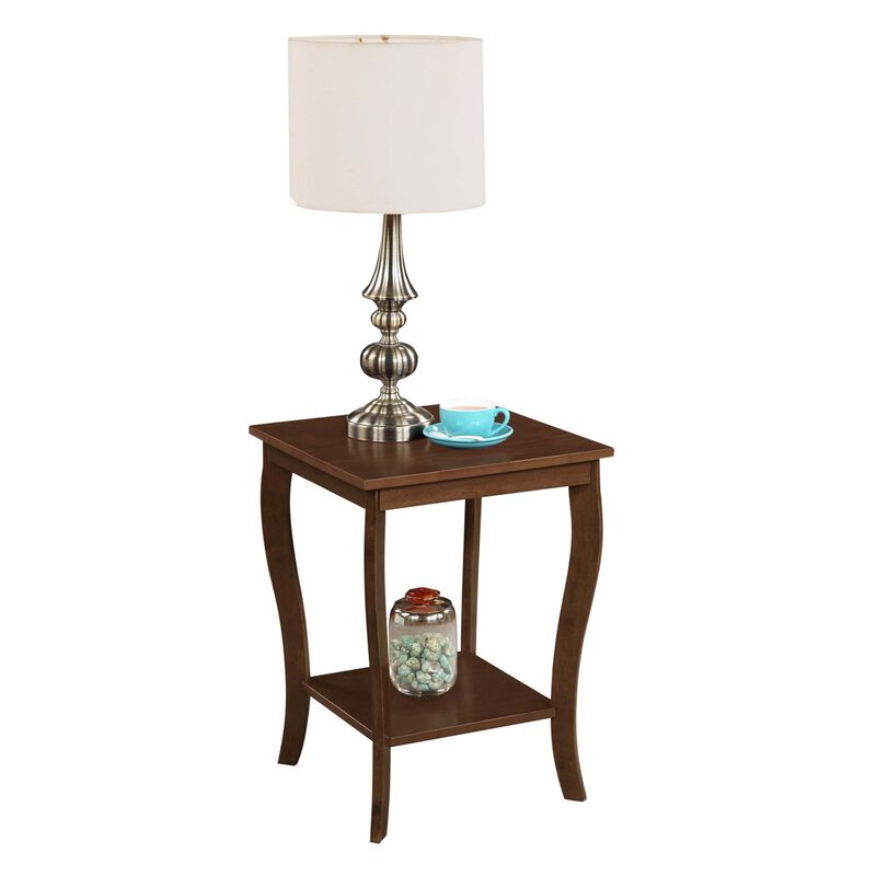 Convenience Concepts American Heritage Square End Table with Shelf, Espresso