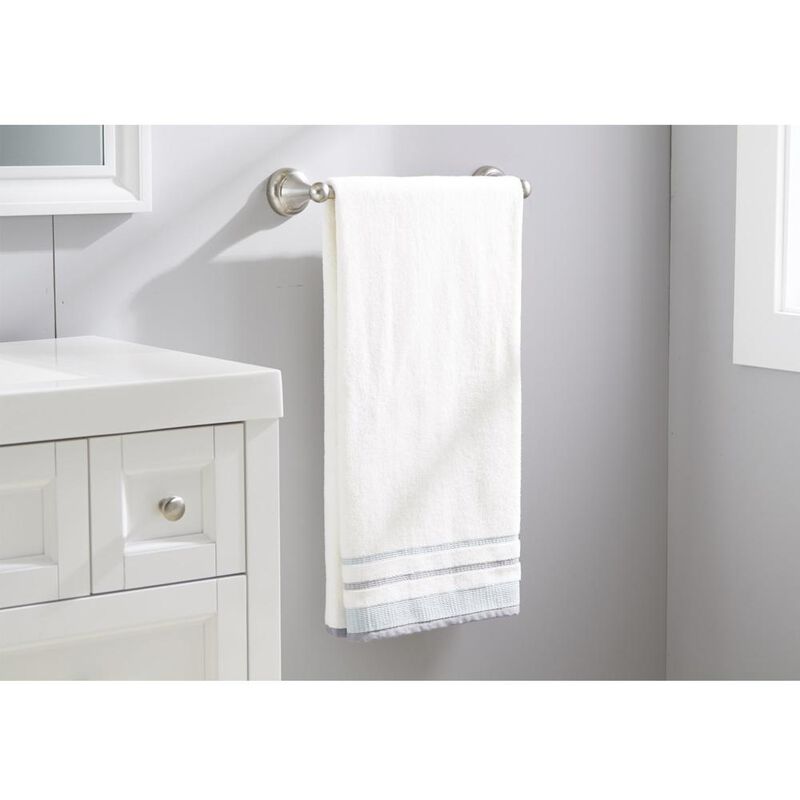 Saturday Knight Ltd Go Round Soft Terry And 2-Tone Striped Border Bath Towel - 27x50", White