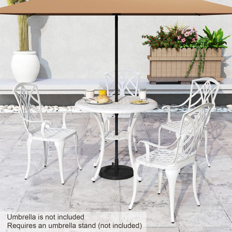 31.5" Round Cast Aluminum Patio Bar Table for 4 with 2" Umbrella Hole image number 5