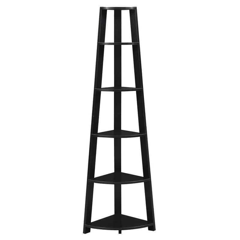 Convenience Concepts Newport 5 Tier Corner Bookshelf Black