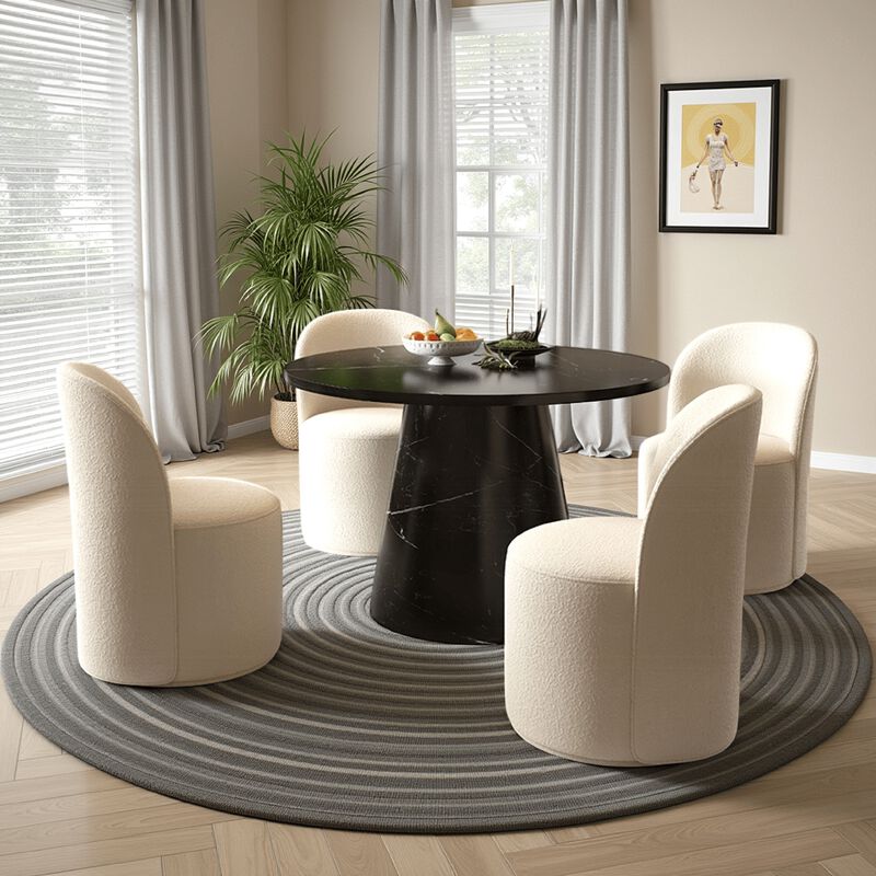 Olivia Dining Table, Pedestal Base, 48 Inch Round Black Faux Stone Top image number 5