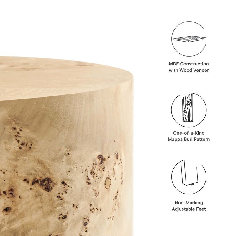 Cosmos 16" Round Burl Wood Side Table image number 5