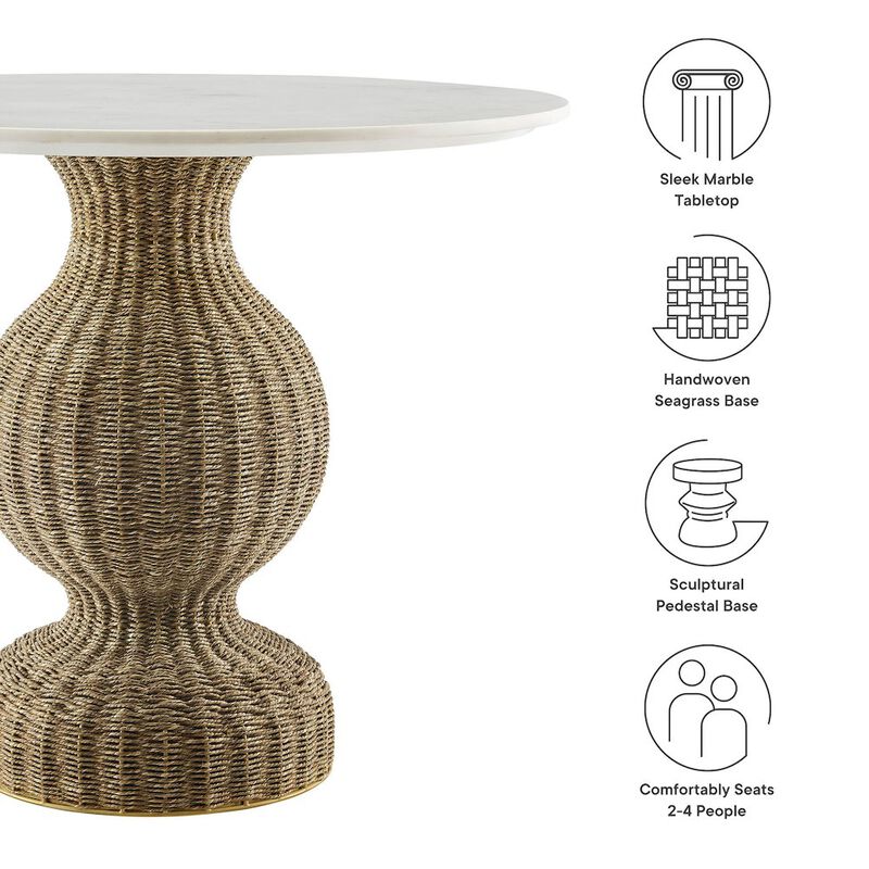 Zale 36" Marble and Seagrass Dining Table image number 2