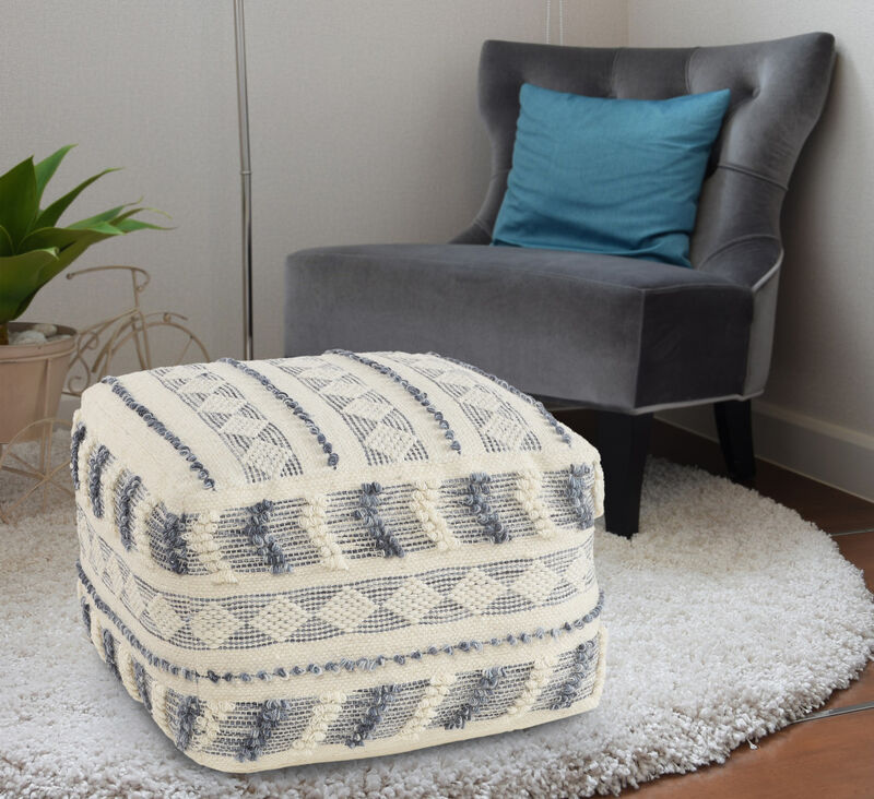 Decorative Wool Ottoman for Bedroom, Living Room, and Lounge Spaces