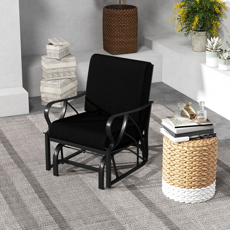 Patio Glider Rocking Chair with Thick Cushion and Curved Armrest
